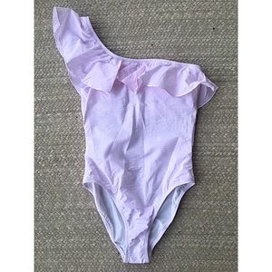 J. Crew One Shoulder Seersucker Swimsuit